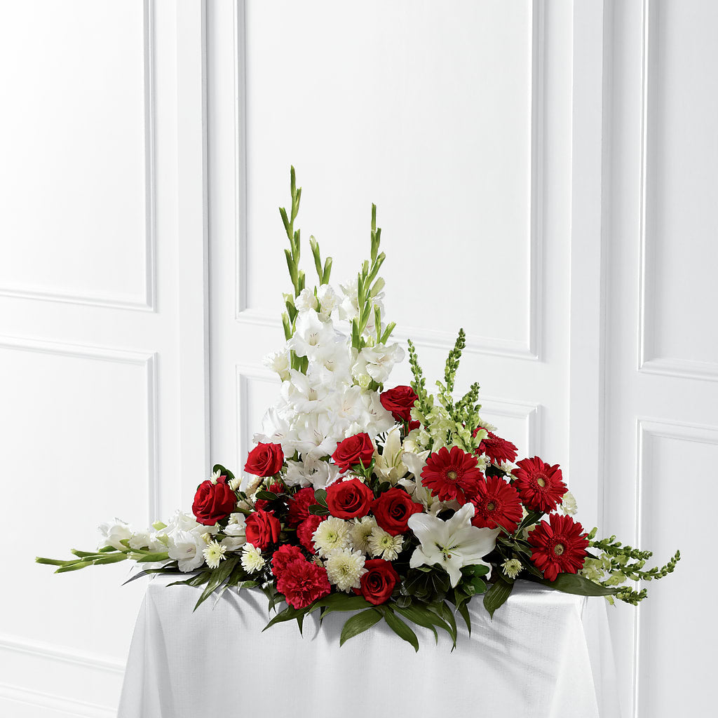Crimson & White Arrangement – Sign Of The Rose, Colorado Springs CO