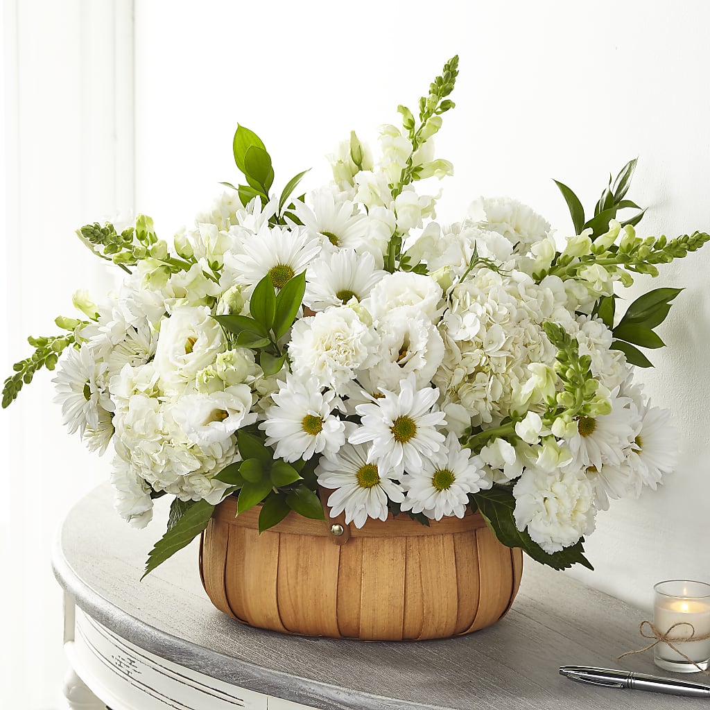 Pure Ivory Basket – Sign Of The Rose, Colorado Springs CO