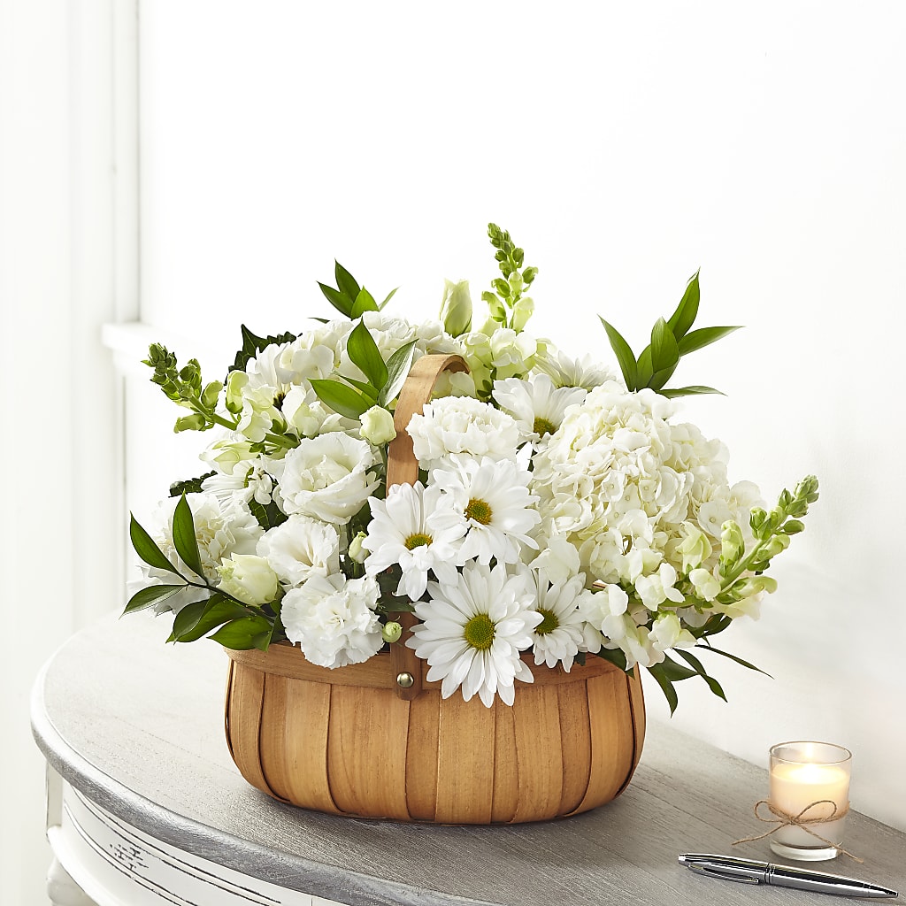 Pure Ivory Basket – Sign Of The Rose, Colorado Springs CO