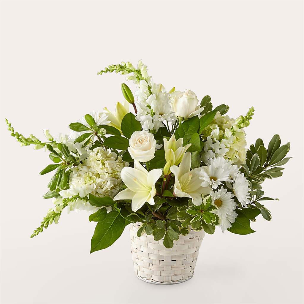 Ivory Elegance Floral Basket – Sign Of The Rose, Colorado Springs CO