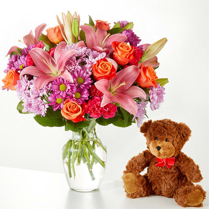 One and Only Bouquet and Bear Bundle –  Sign Of The Rose, Colorado Springs CO