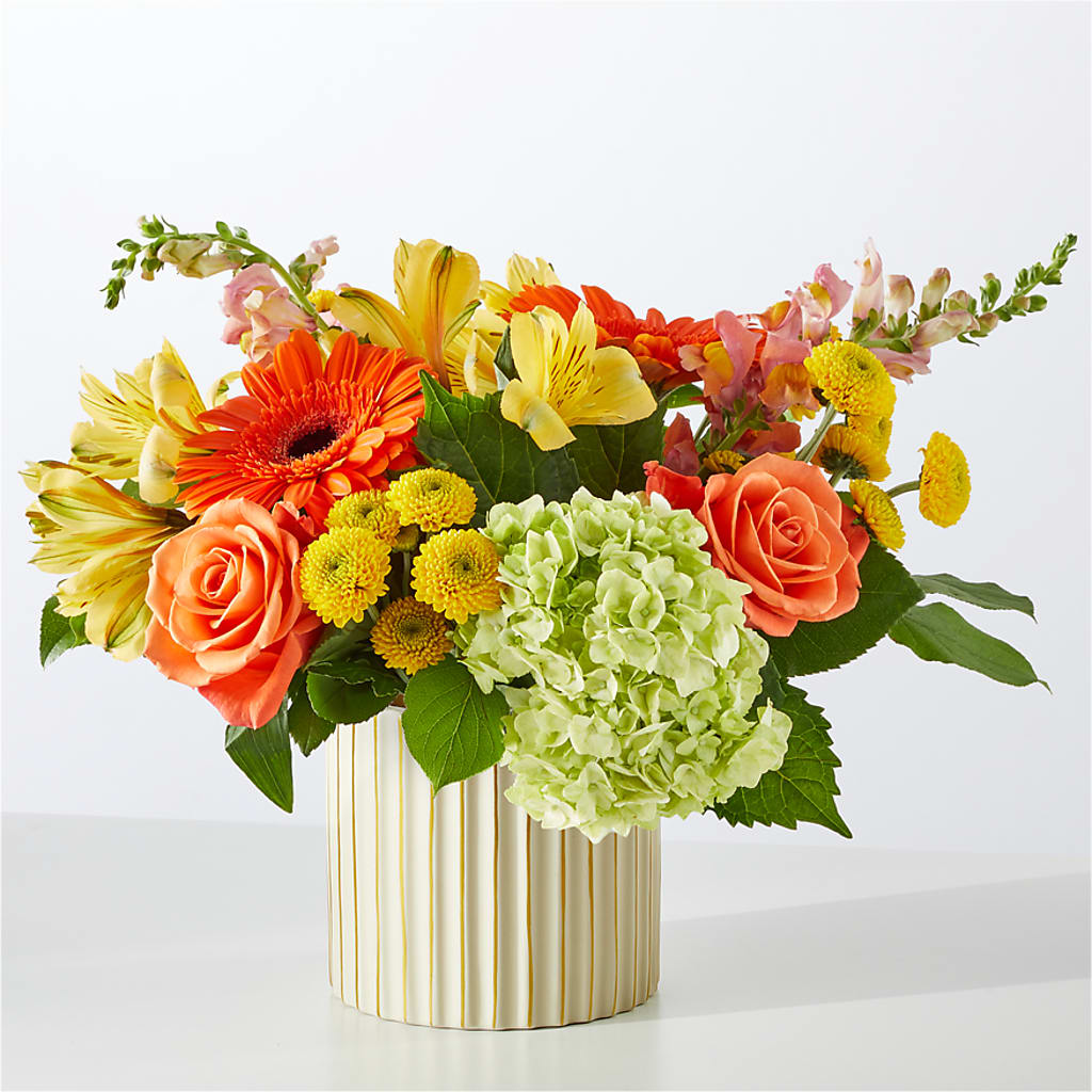 Autumn Sunshine Bouquet with Ivory Vase –  Sign Of The Rose, Colorado Springs CO